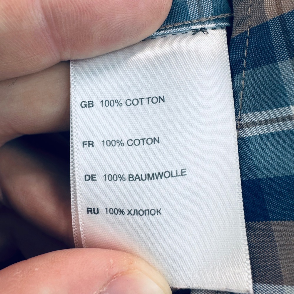 Oak Hill Men's 3XL Blue Tan Plaid WRINKLE FREE Button Down Shirt Cool Dry Cotton - Picture 7 of 12